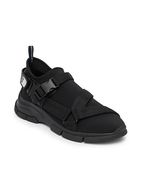 prada strap trek sneakers|prada suede sneakers men.